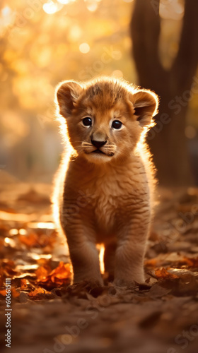 Close up of lion cub Panthera leo staring at camera © STORYTELLER
