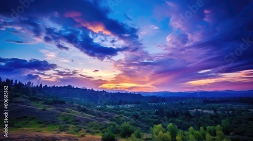 beautiful twilight sky in a valley  generative ai