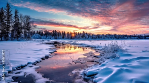beautiful twilight sky in a winter landscape generative ai © ThisDesign
