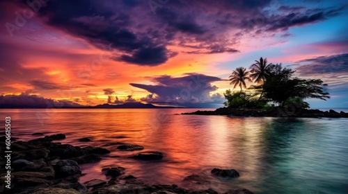 beautiful twilight sky over an island generative ai © ThisDesign
