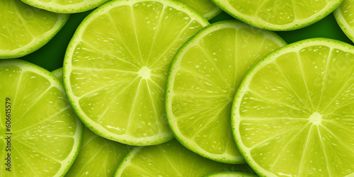 Lime slice fruit pattern copy space background, generative AI