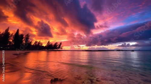 beautiful twilight sky over a beach generative ai
