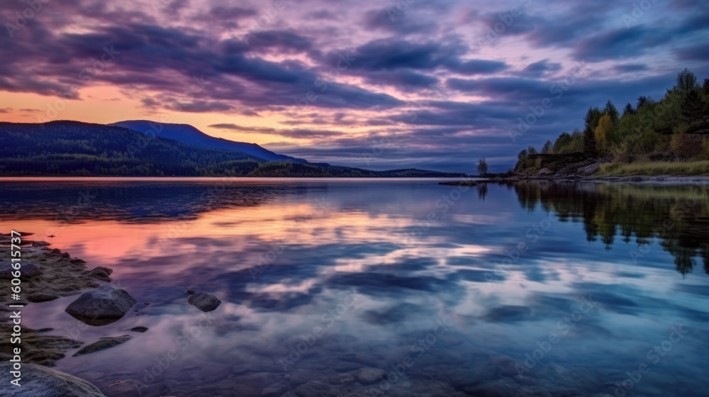 beautiful twilight sky over a fjord generative ai