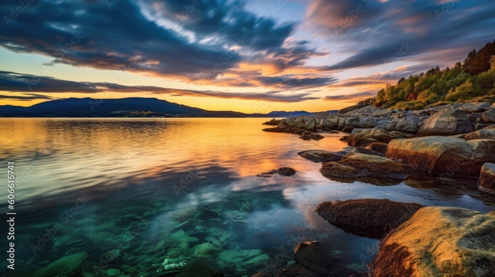 beautiful twilight sky over a fjord generative ai beautiful twilight sky over a fjord generative ai