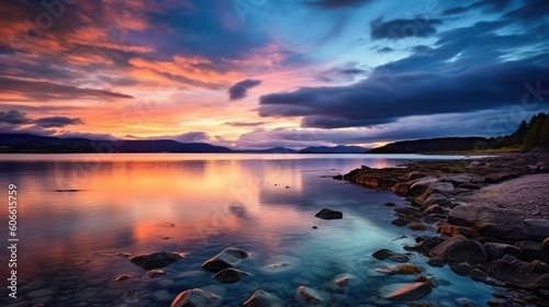 beautiful twilight sky over a fjord generative ai © ThisDesign