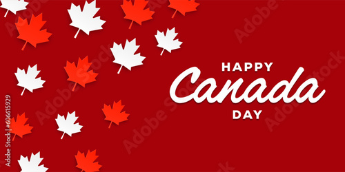 vector design happy canada day horizontal banner illustration with maple leaves