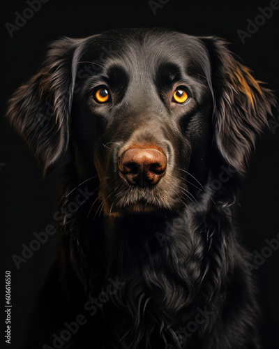 studio portrait of a golden retriever looking forward against a light gray background © STORYTELLER