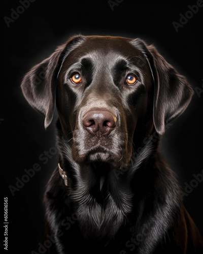 studio portrait of a labrador looking forward against a light gray background © STORYTELLER