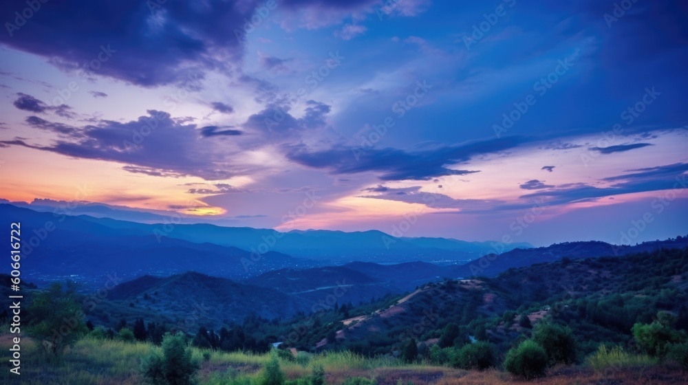 beautiful twilight sky surrounded by hills generative ai beautiful twilight sky surrounded by hills generative ai