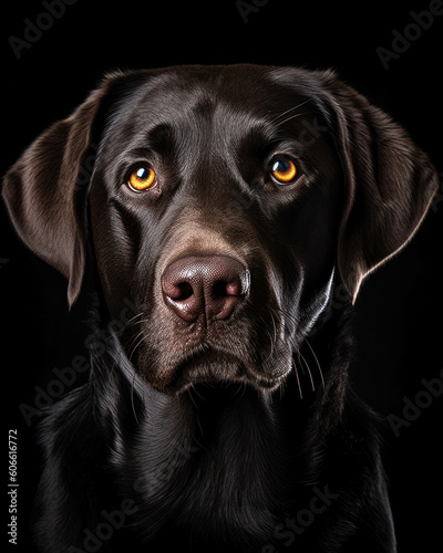 studio portrait of a labrador looking forward against a light gray background © STORYTELLER