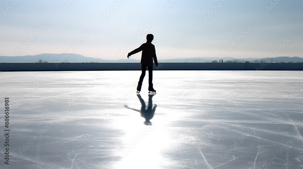 professional ice skater practicing their routine generative ai
