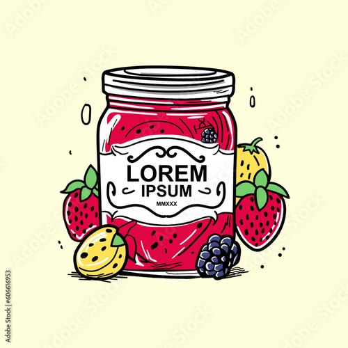 jar of jam and fruits