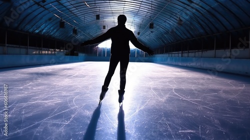 professional ice skater practicing their routine generative ai