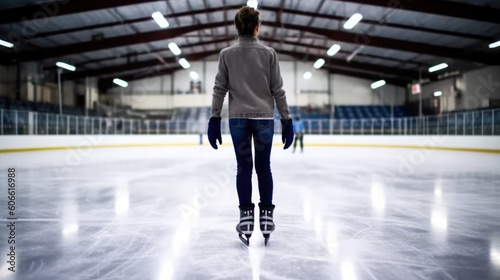 professional ice skater practicing their routine generative ai