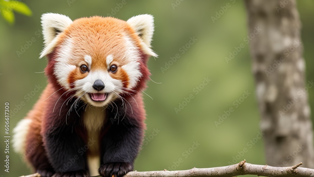 A Composition Of An Exquisitely Detailed Red Panda Sitting On A Branch AI Generative A Composition Of An Exquisitely Detailed Red Panda Sitting On A Branch AI Generative