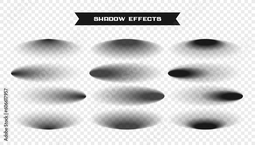 collection of oval shape realistic shadow effect design