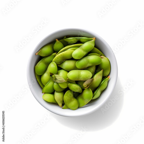 Realistic Edamame In A Bowl Top View Illustration