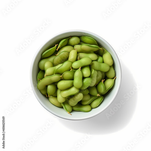 Realistic Edamame In A Bowl Top View Illustration