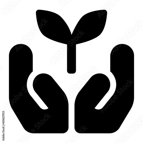 Hand Give Leaf Icon