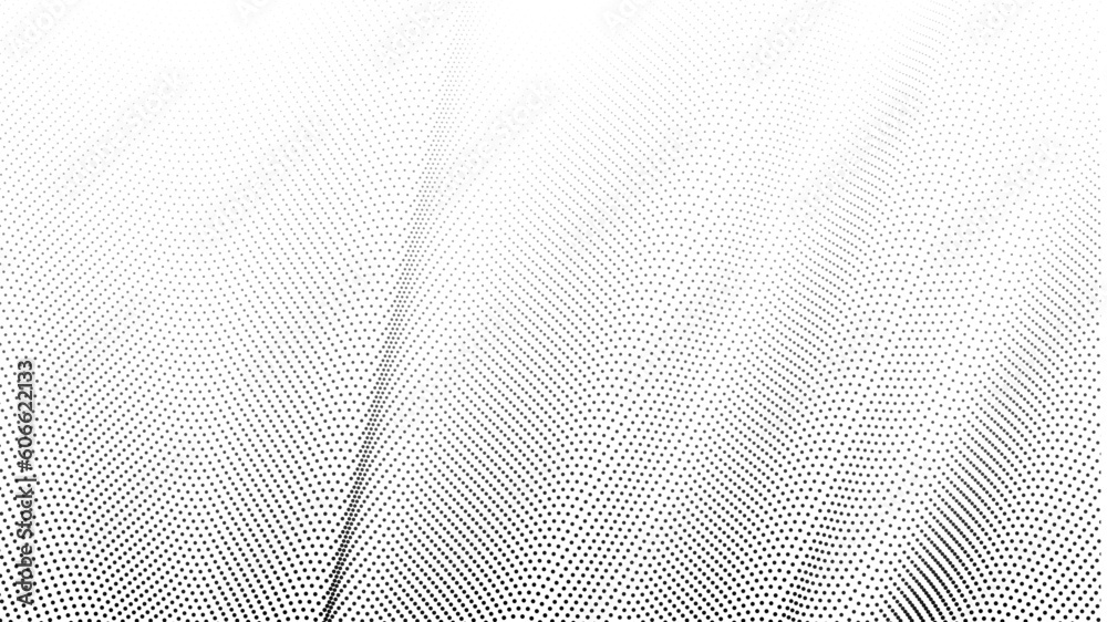 Dotted abstract pattern. Black dots on white background. Halftone wavy effect.