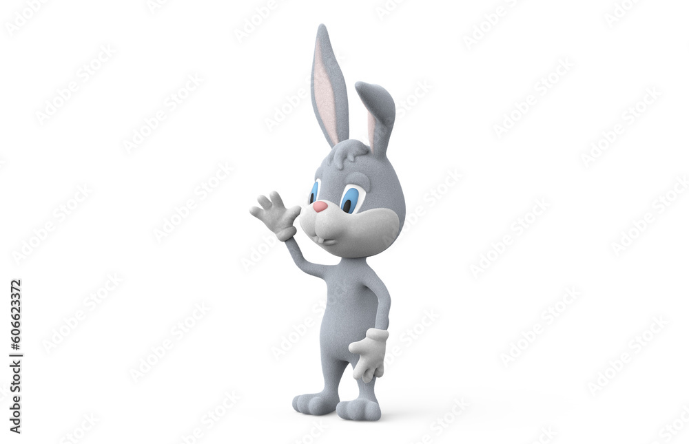Easter bunny waving isolated on white background Easter bunny waving isolated on white background
