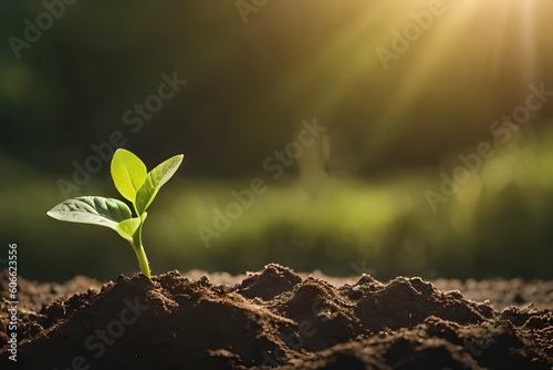 Young Plant Growing In Sunlight, Green planet concept