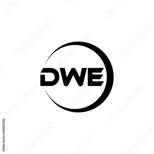 DWE letter logo design with white background in illustrator, cube logo, vector logo, modern alphabet font overlap style. calligraphy designs for logo, Poster, Invitation, etc.