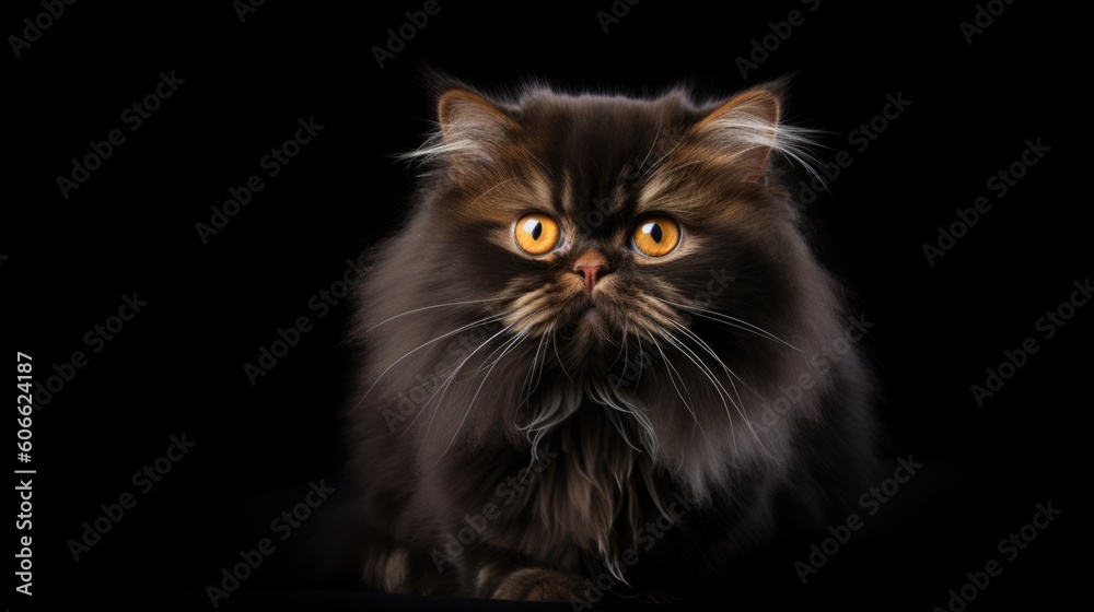 Persian cat with yellow eyes sitting on a background generative ai