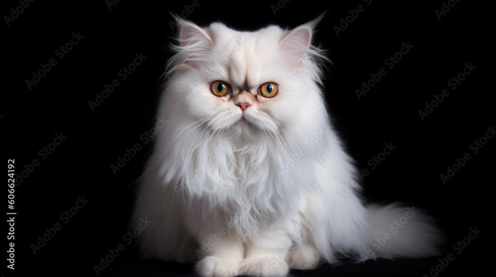 Persian cat with yellow eyes sitting on a background generative ai
