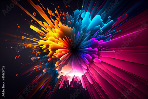Explosion of ink and colored smoke