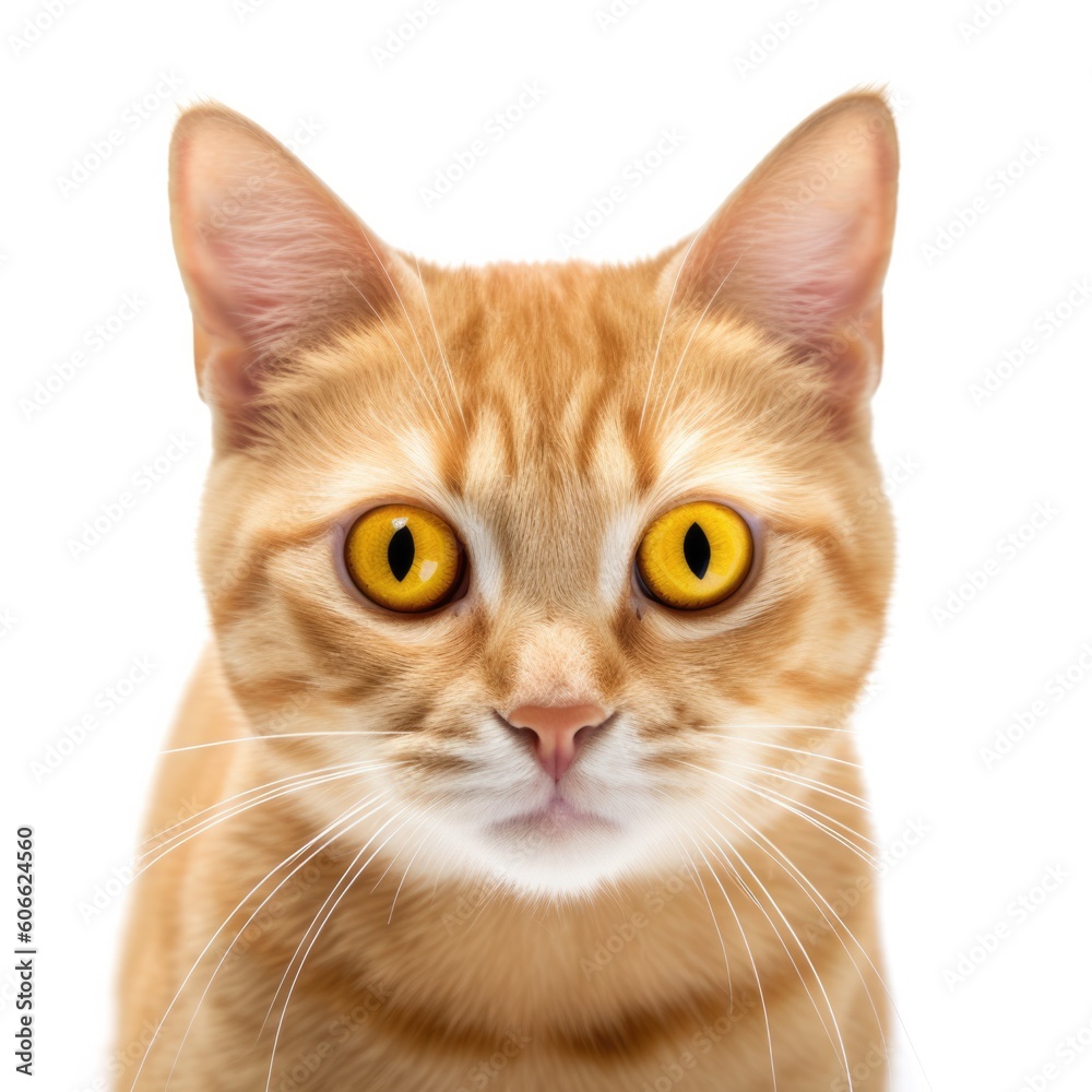 Fototapeta premium an orange cat with yellow eyes staring at the camera generative ai