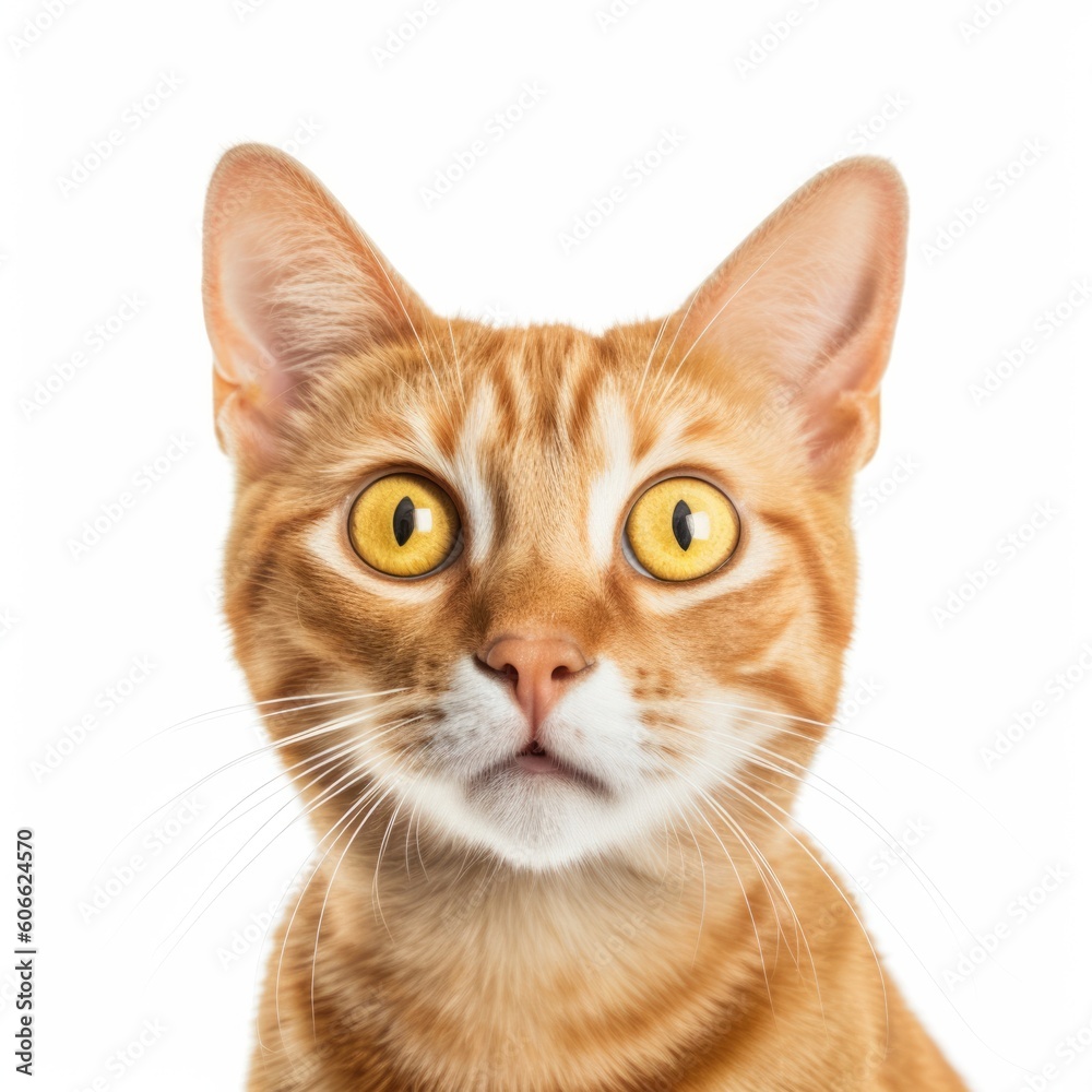 an orange cat with yellow eyes staring at the camera generative ai