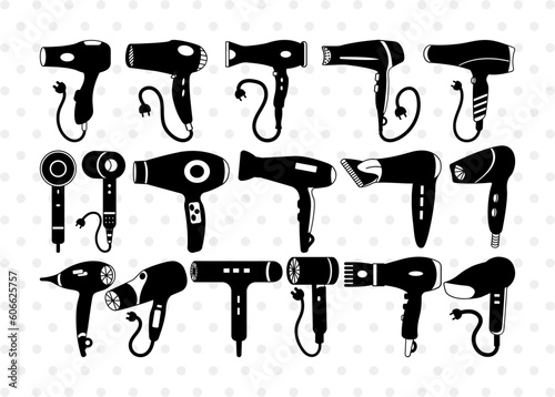 Hair Dryer SVG, Hair Dryer Silhouette, Blow Dryer Svg, Hairdresser Svg, Hair Dryer Bundle, SB00798