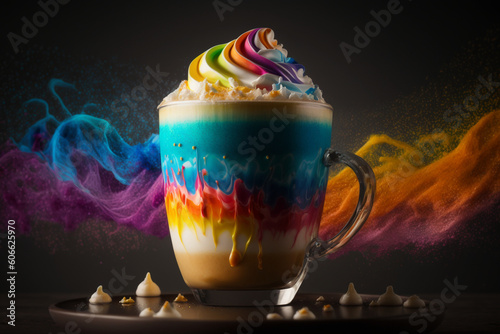 Colorful creamy cappuccino