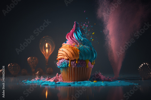 Colorful birthday cupcake