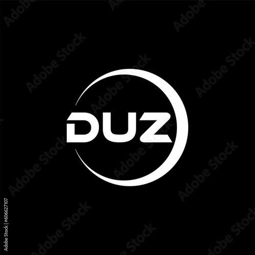 DUZ letter logo design with black background in illustrator, cube logo, vector logo, modern alphabet font overlap style. calligraphy designs for logo, Poster, Invitation, etc.