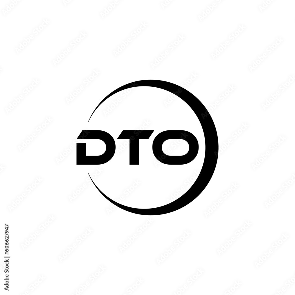 DTO letter logo design with white background in illustrator, cube logo, vector logo, modern alphabet font overlap style. calligraphy designs for logo, Poster, Invitation, etc.