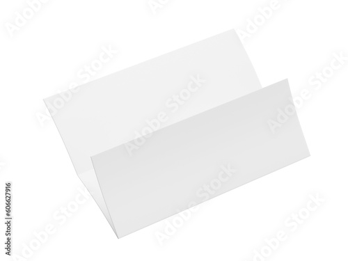 Blank tri fold cover flyer on white background, Suitable for presentations, advertisements , 3D illustration.