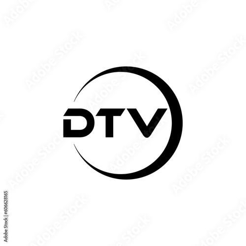 DTV letter logo design with white background in illustrator, cube logo, vector logo, modern alphabet font overlap style. calligraphy designs for logo, Poster, Invitation, etc. photo