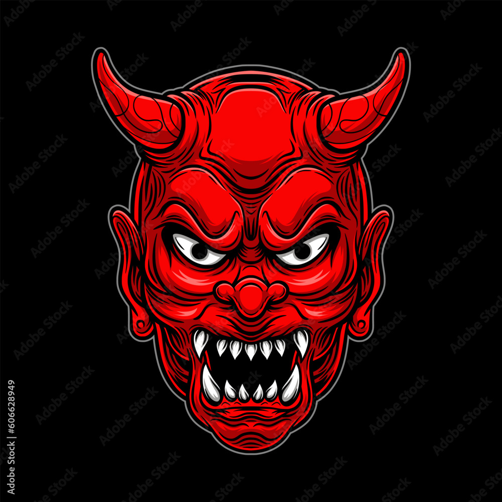 Naklejka premium red japanese demon mask