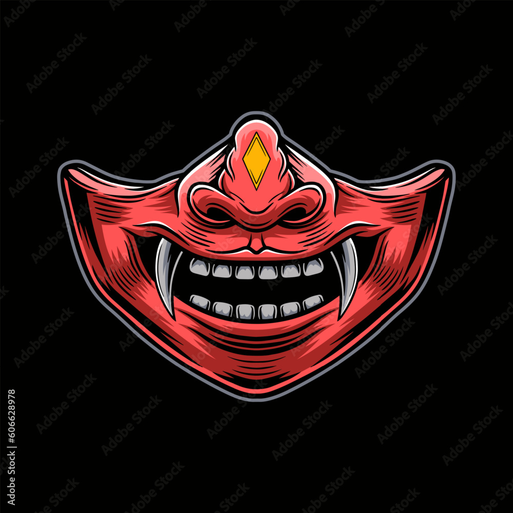 samurai devil mask japanese illustration samurai devil mask japanese illustration