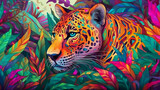 Leopard Big Five Game Psychedelic Art Background
