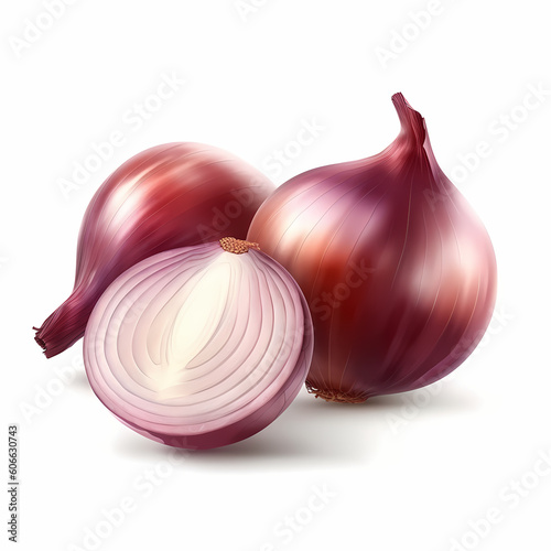 Two Whole Onion And A Half-Cut Onion. Generative AI