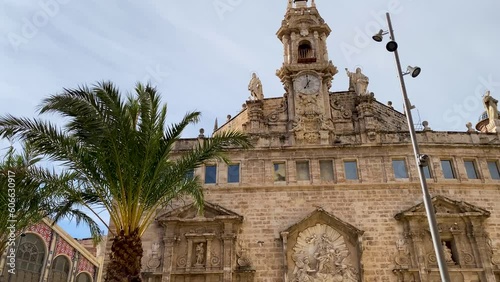 View of a historical church in the old city center of the Spanish city of Valencia. Spanish church landmark in Valencia. photo