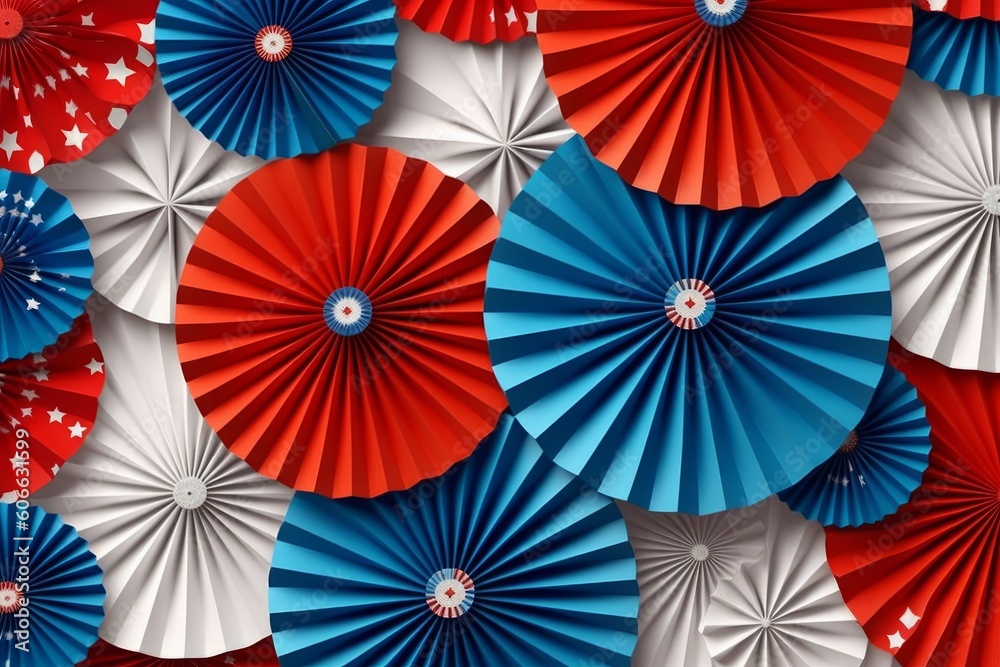 3D rendering of colourful paper fans. Japanese Style pattern, generative Ai 3D rendering of colourful paper fans. Japanese Style pattern, generative Ai