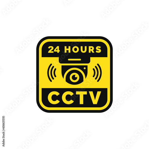 Warning CCTV surveillance sticker icon isolated on white background