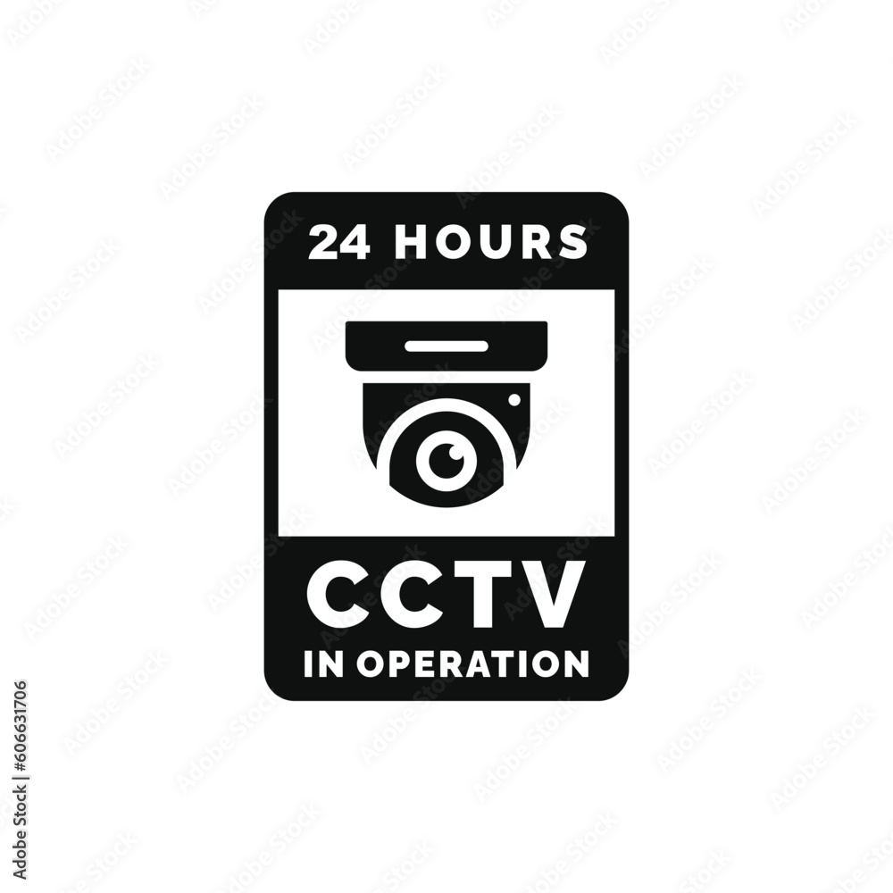 Warning CCTV surveillance sticker icon isolated on white background Warning CCTV surveillance sticker icon isolated on white background