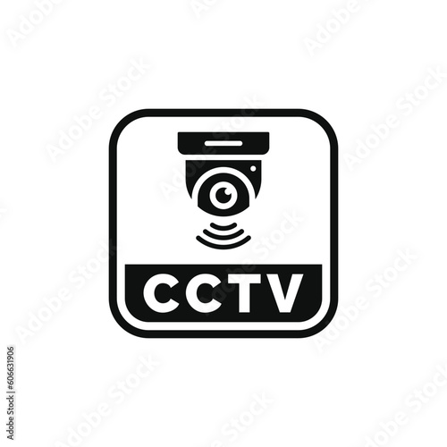 Warning CCTV surveillance sticker icon isolated on white background