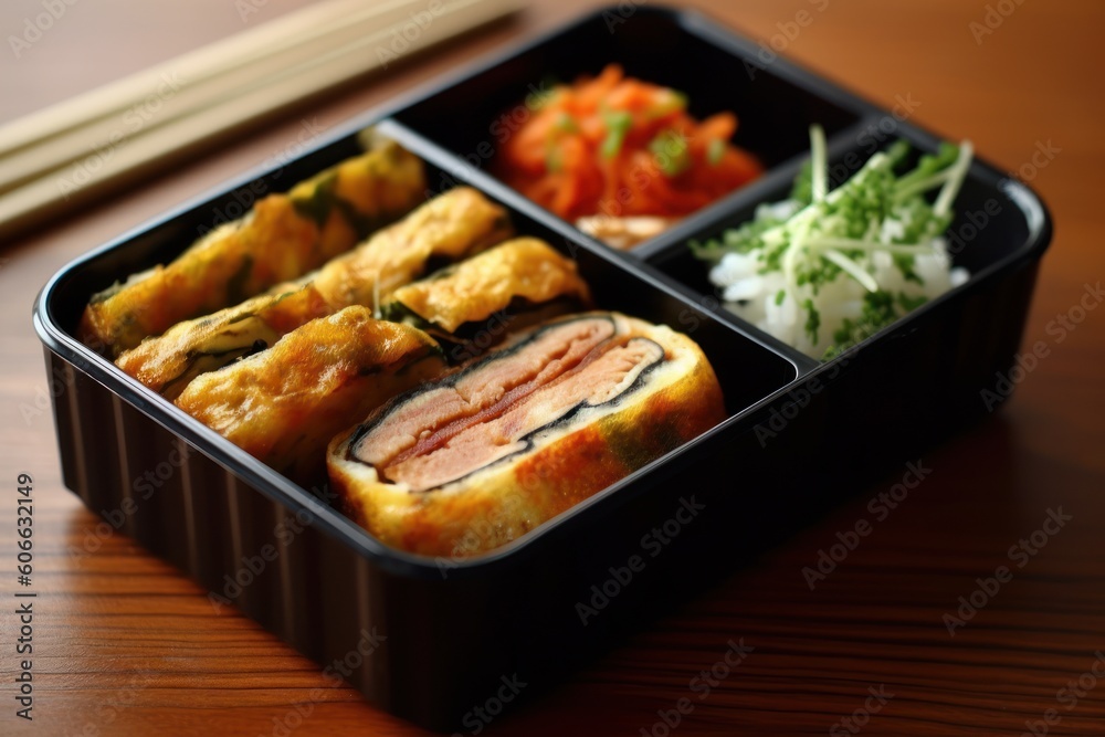 Tamagoyaki Japanese Rolled Omelette in bento Cinematic Editorial Food Photography Tamagoyaki Japanese Rolled Omelette in bento Cinematic Editorial Food Photography