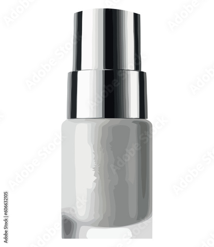 Shiny metal container holds beauty treatmant spray photo